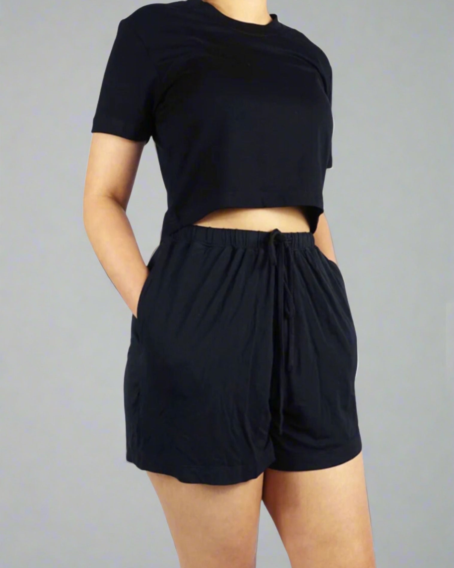 Ultra soft women's bamboo black lounge shorts