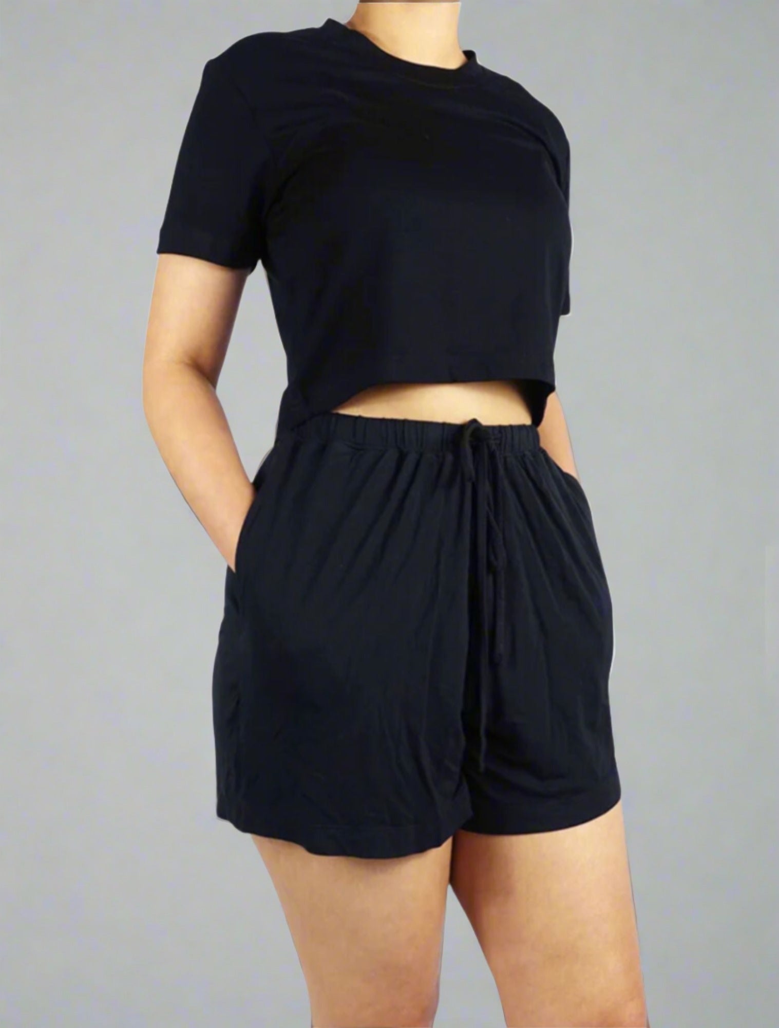 Ultra soft women's bamboo black lounge shorts
