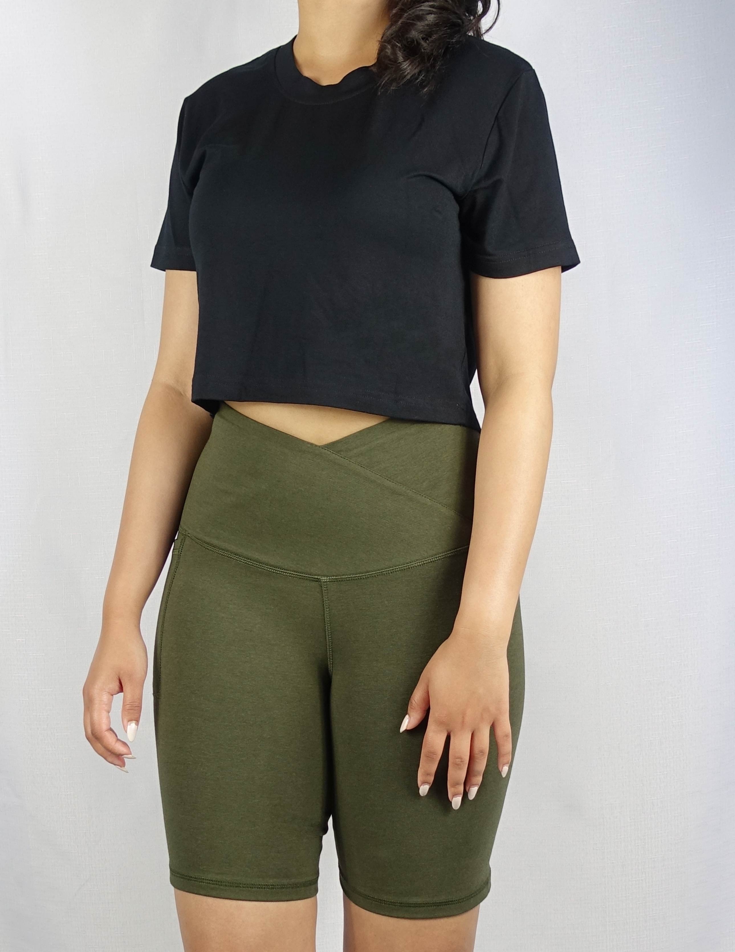 Black crop top with a round neckline