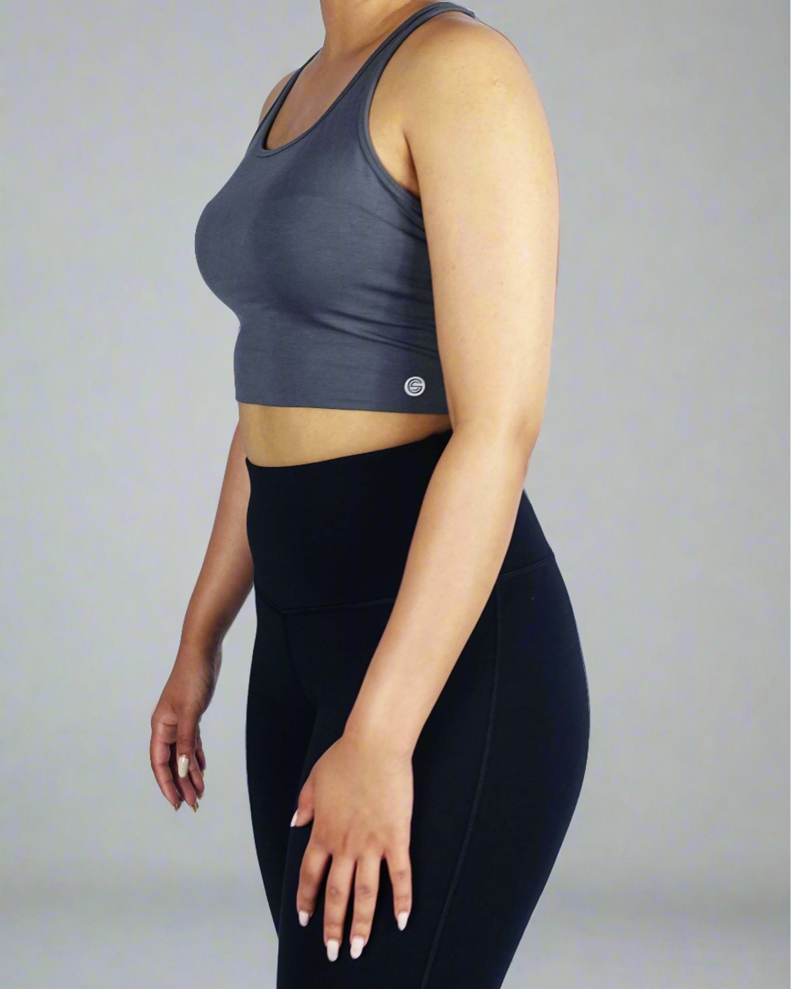 Side view of grey crop top