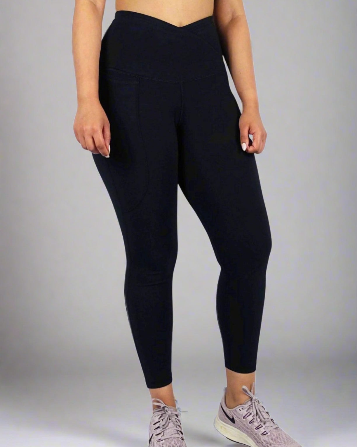 Black super soft and luxe bamboo activewear leggings with phone pocket and stretchability for yoga and pilates
