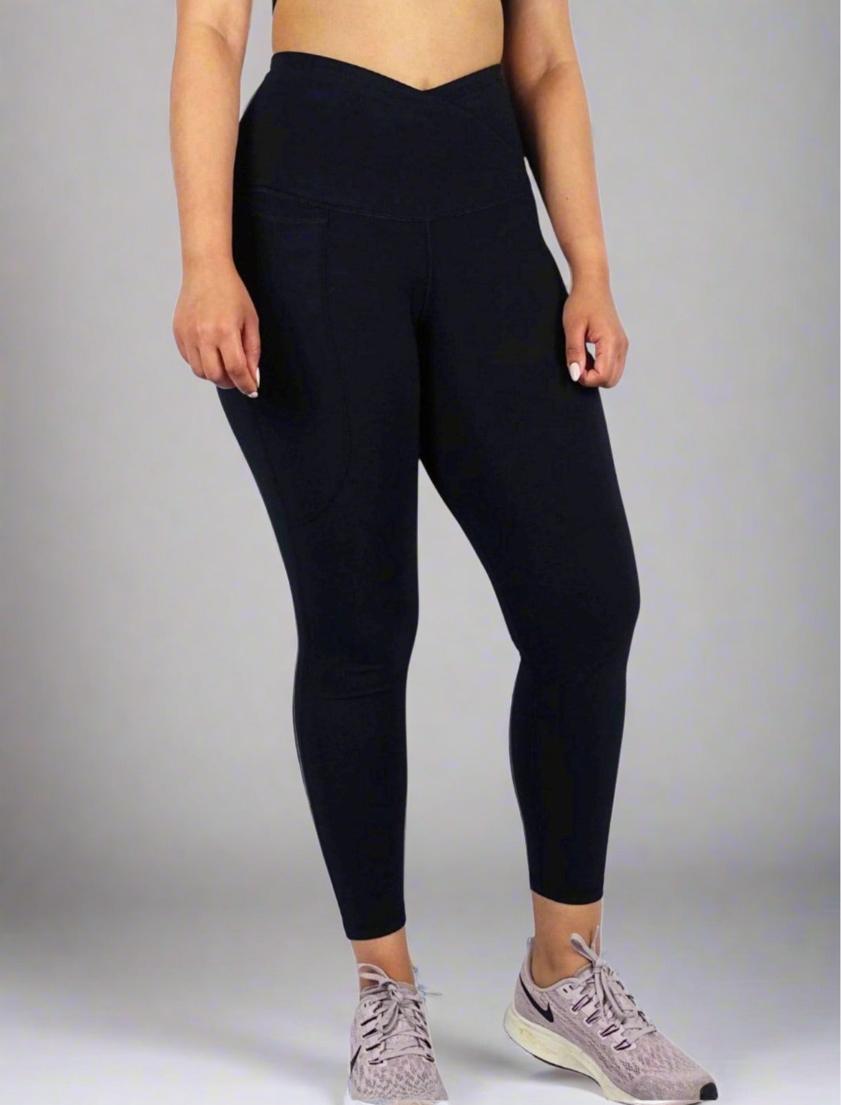 Black super soft and luxe bamboo activewear leggings with phone pocket and stretchability for yoga and pilates