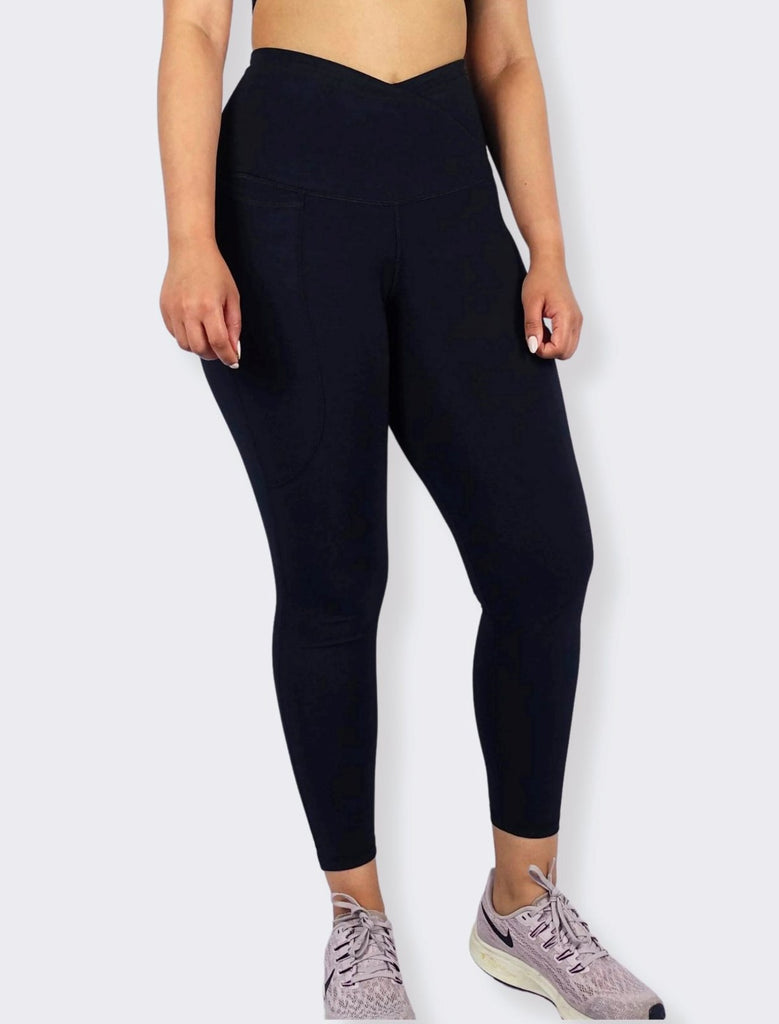 Black super soft and luxe bamboo activewear leggings with phone pocket and stretchability for yoga and pilates