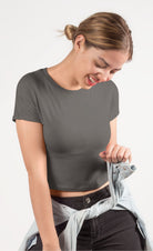 Crop T-Shirt in Grey Buttery Soft Bamboo
