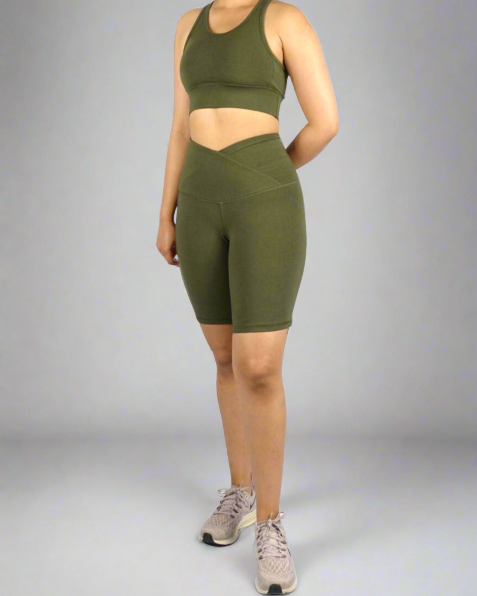 Green Bike Shorts Gym Body Combat & HIIT super soft and breathable with moisture wicking