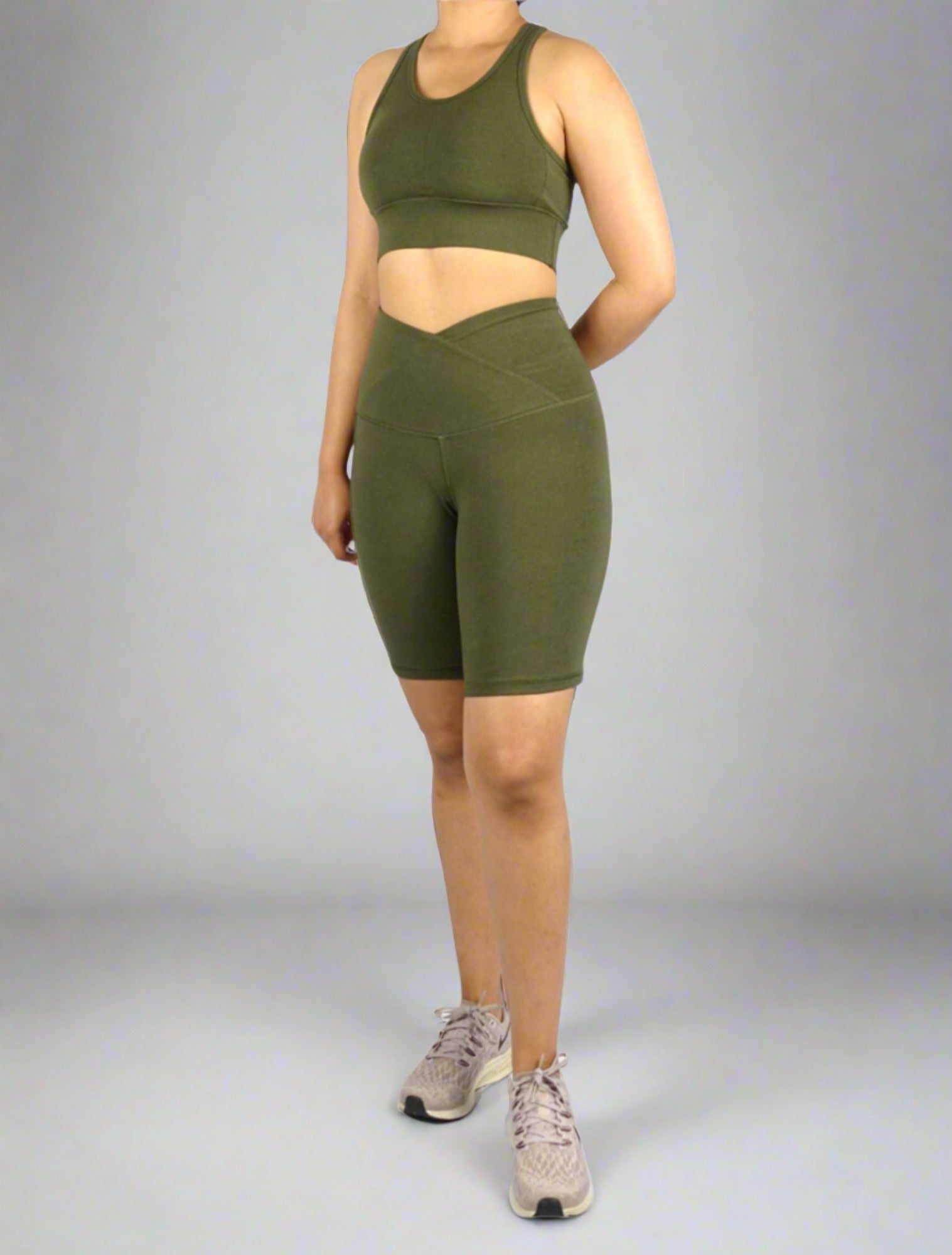 Green Bike Shorts Gym Body Combat & HIIT super soft and breathable with moisture wicking