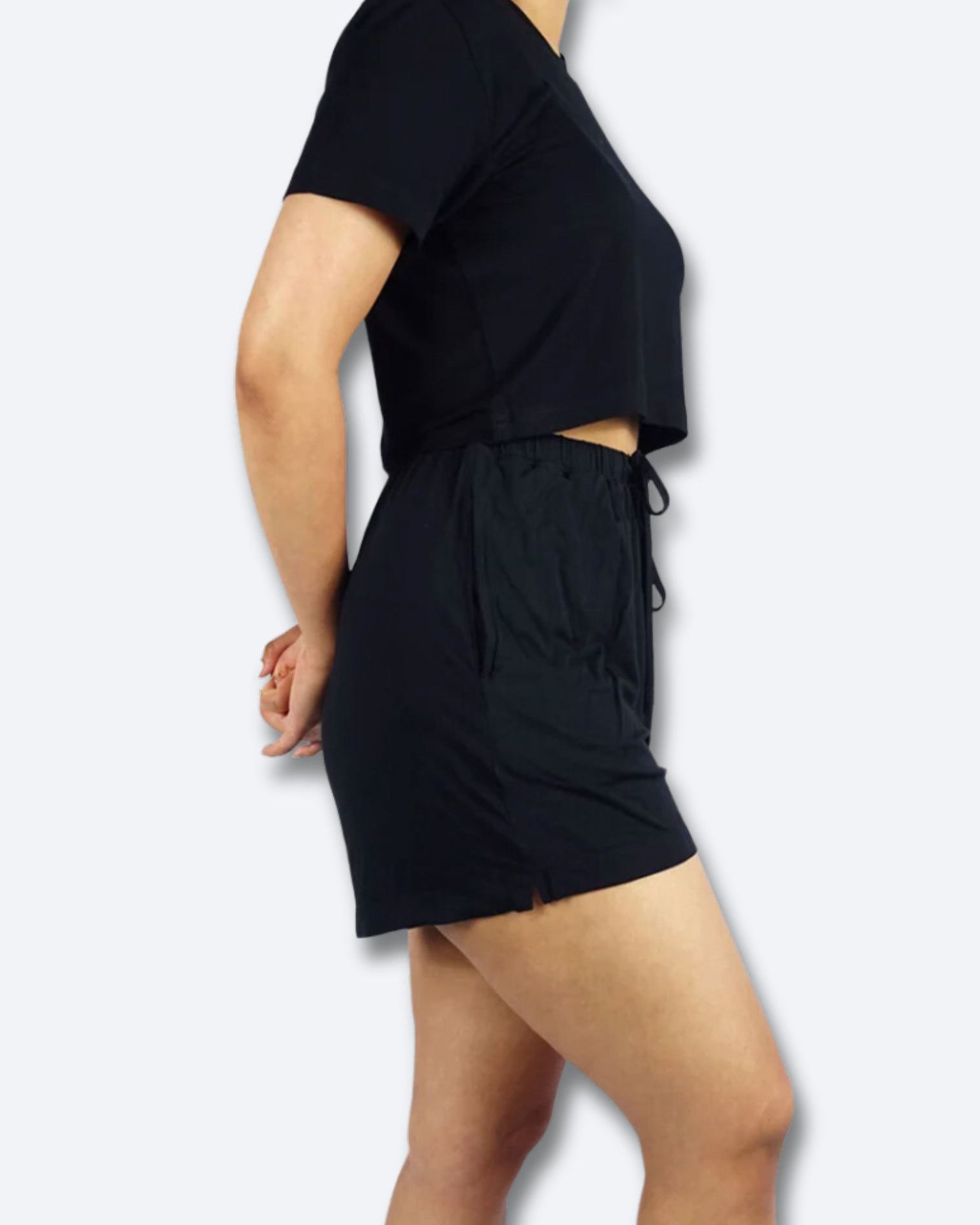 Silky Soft Bamboo Womens  Black Lounge Set Shorts & T-Shirt Active by GS