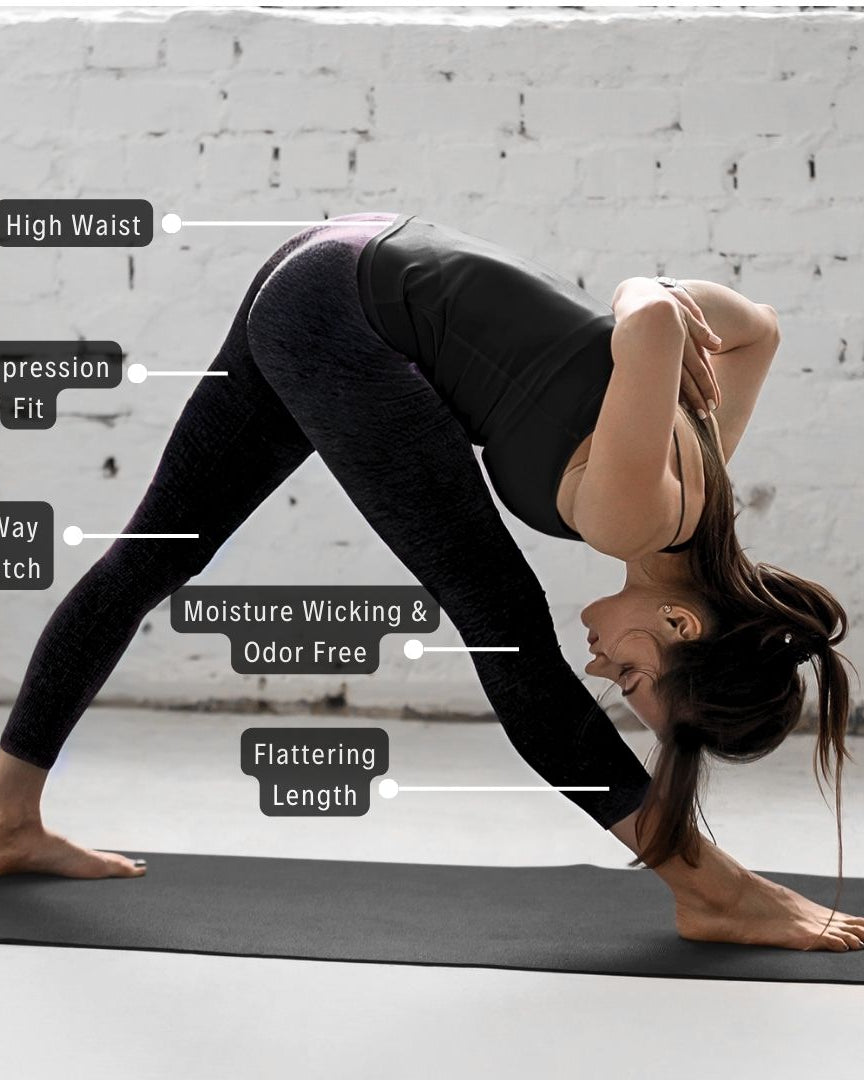 Super Soft & Moisture wicking Yoga & Pilates Leggings with Flexible Compression Stretch and Flattering Shape