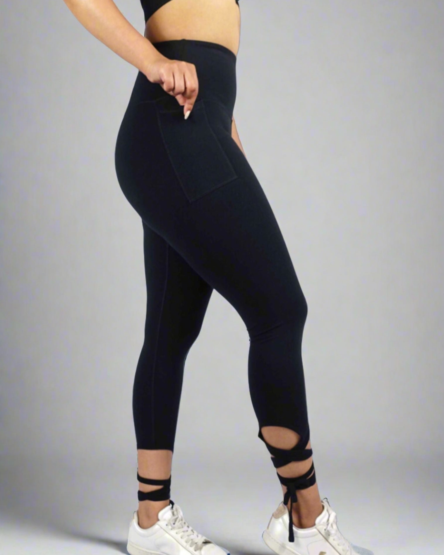 black women's tie up leggings