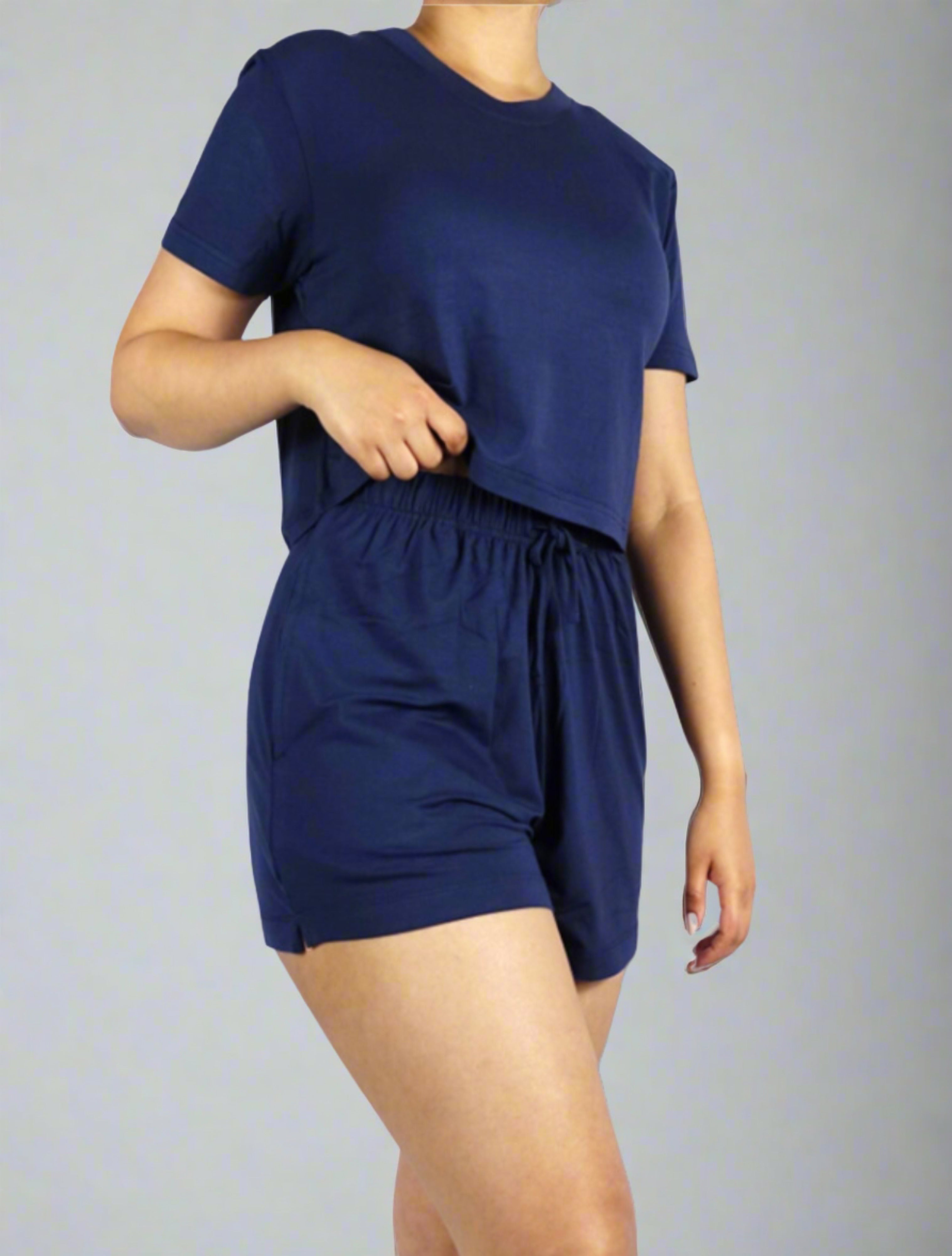 Womens Super Soft Air Bamboo Relax Lounge Shorts Blue