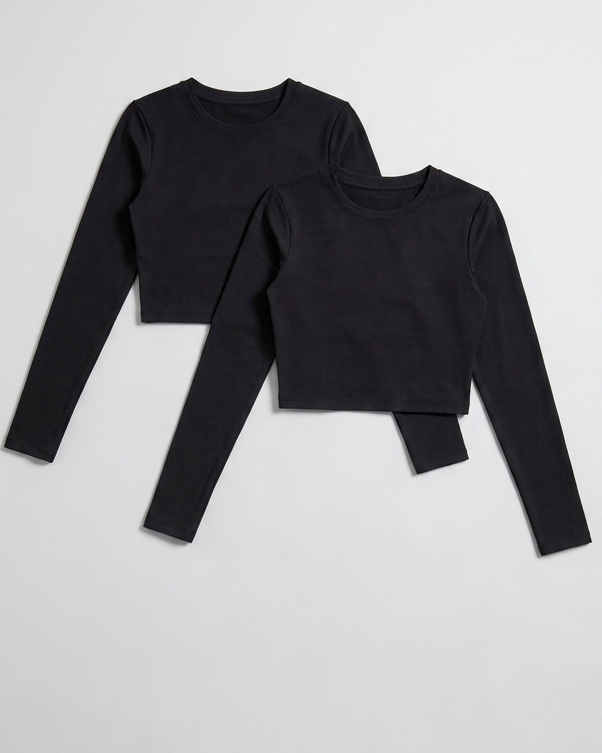 Women's Bamboo Long Sleeve Crop Top Twin Pack Supe Soft