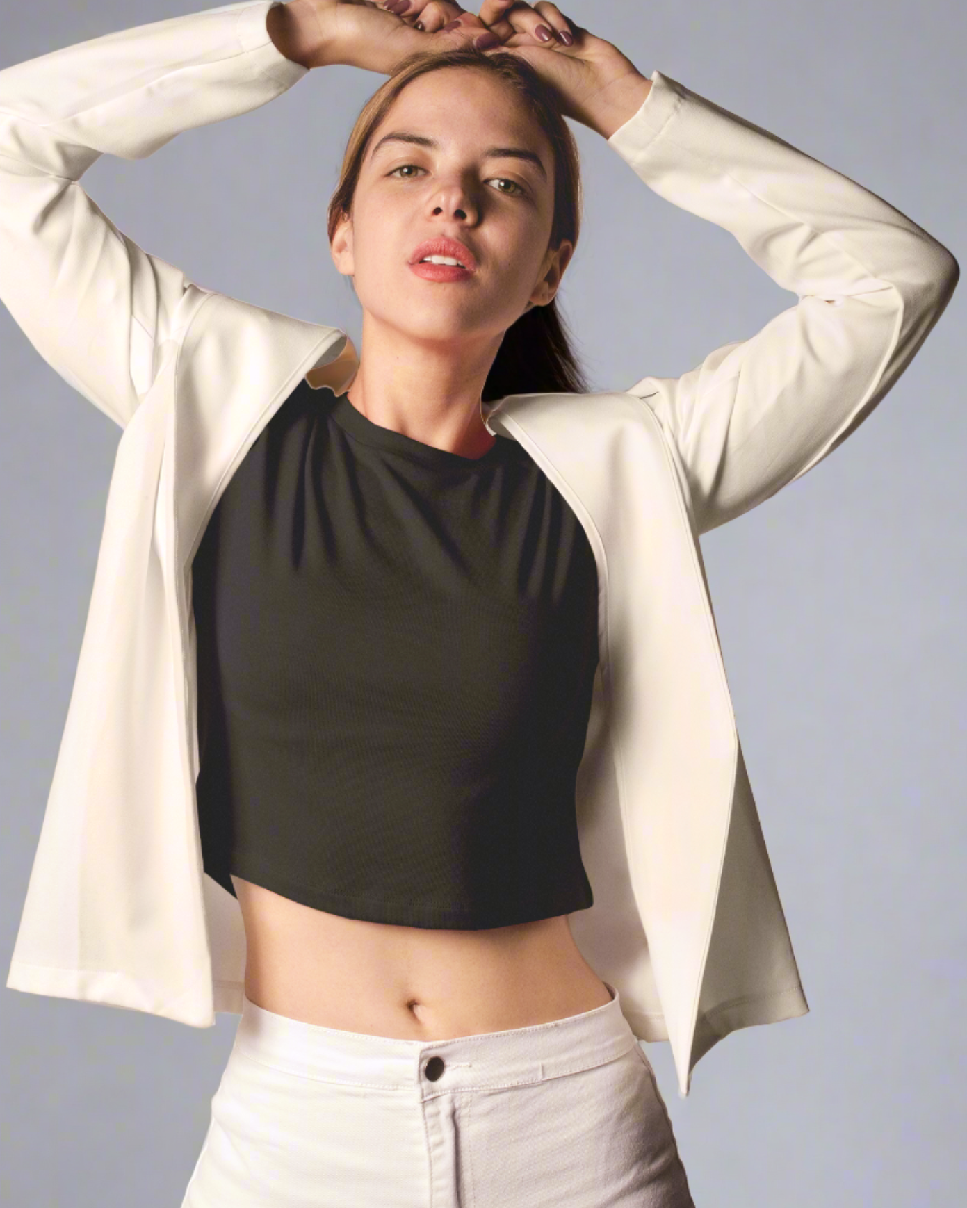 Crop Top Black workwear or comfort wear in soft bamboo