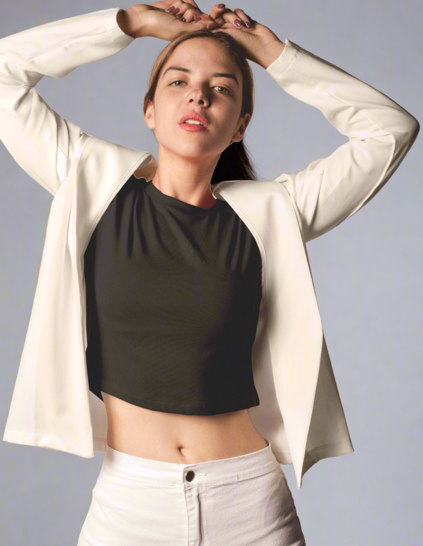 Crop Top Black workwear or comfort wear in soft bamboo