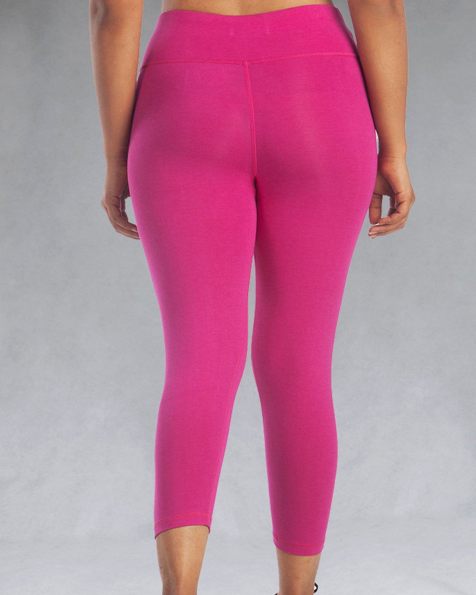 Back view of pink crop leggings