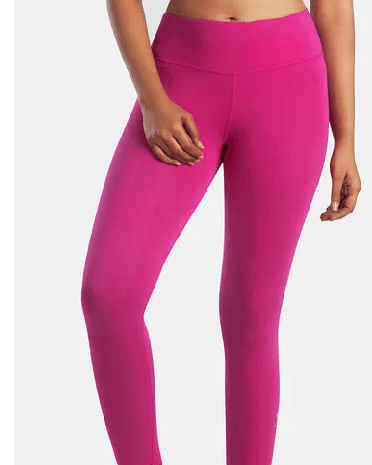 Model wearing pink full length leggings