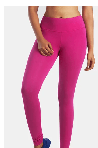 Model wearing pink full length leggings