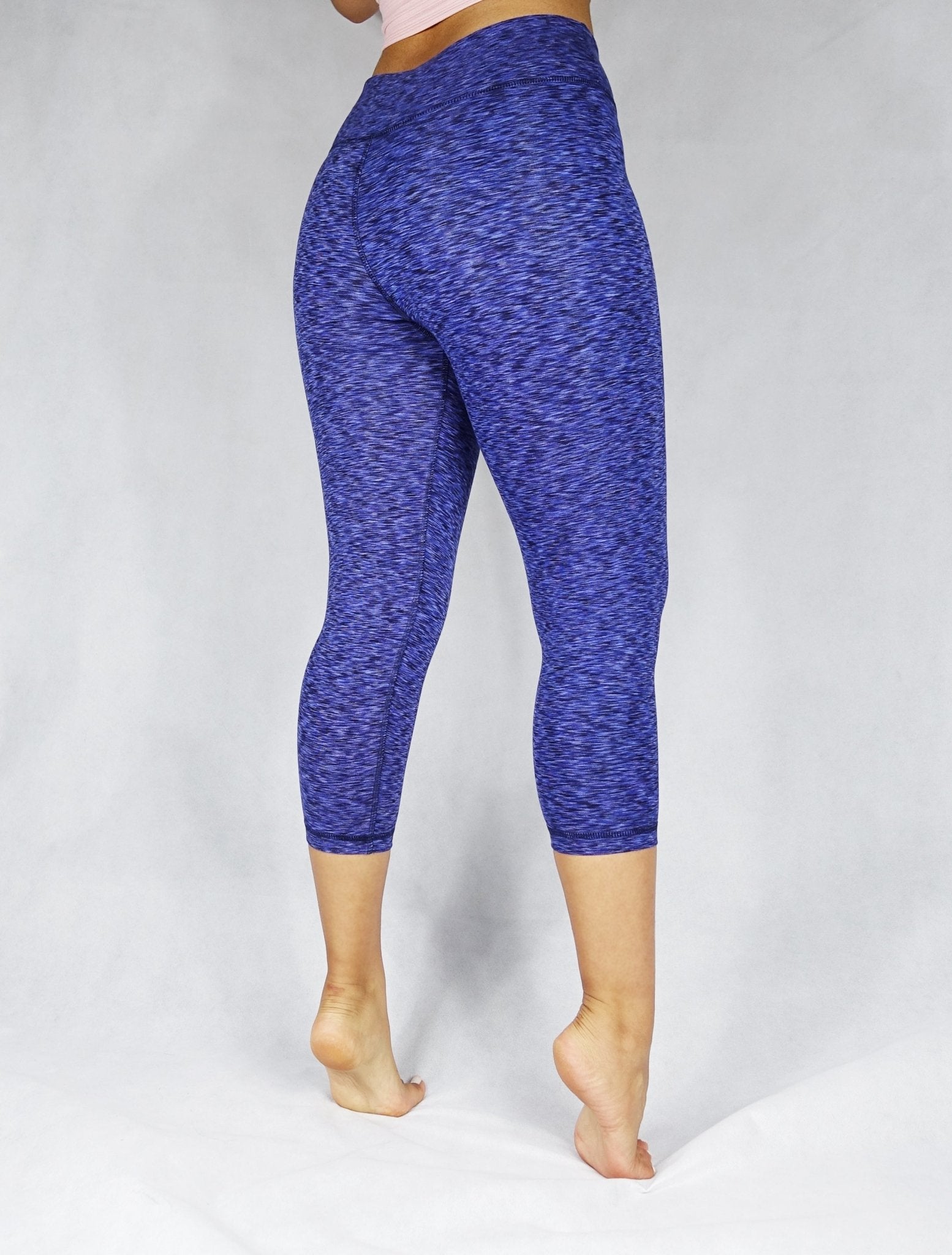 Back side view of blue crop legging