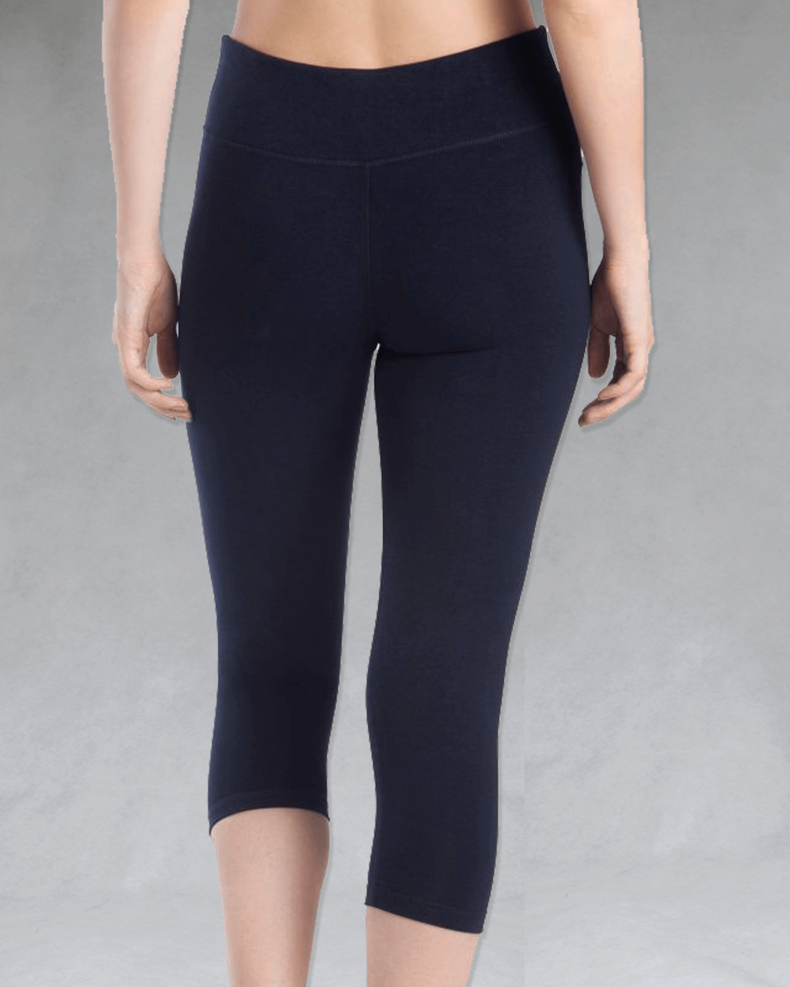 Back view of navy crop leggings, activewear