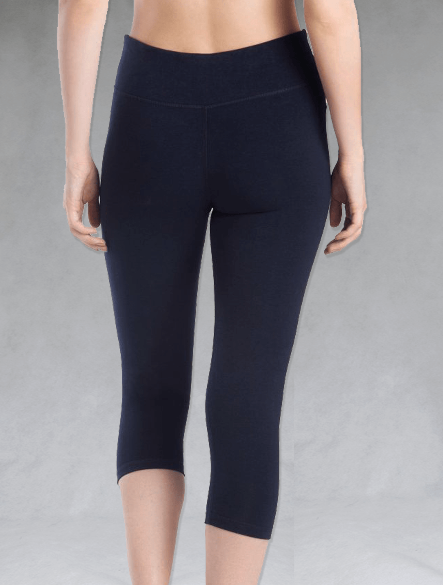 Back view of navy crop leggings, activewear