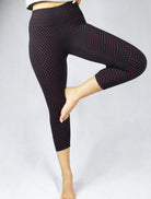 Women's black and red crop leggings with polka dots