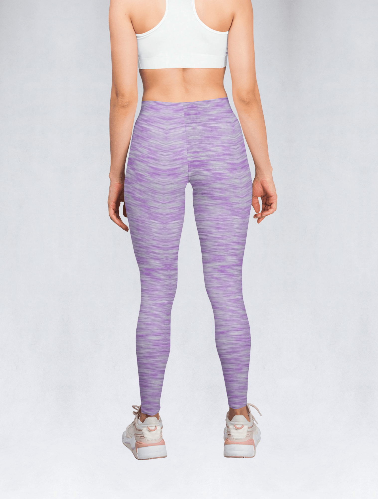 Back view of lavender colour full length leggings