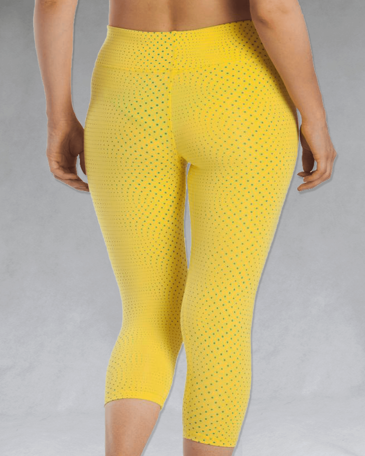 Back view of sunshine yellow crop legging