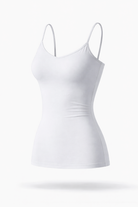 White tank top with thin straps on a white background
