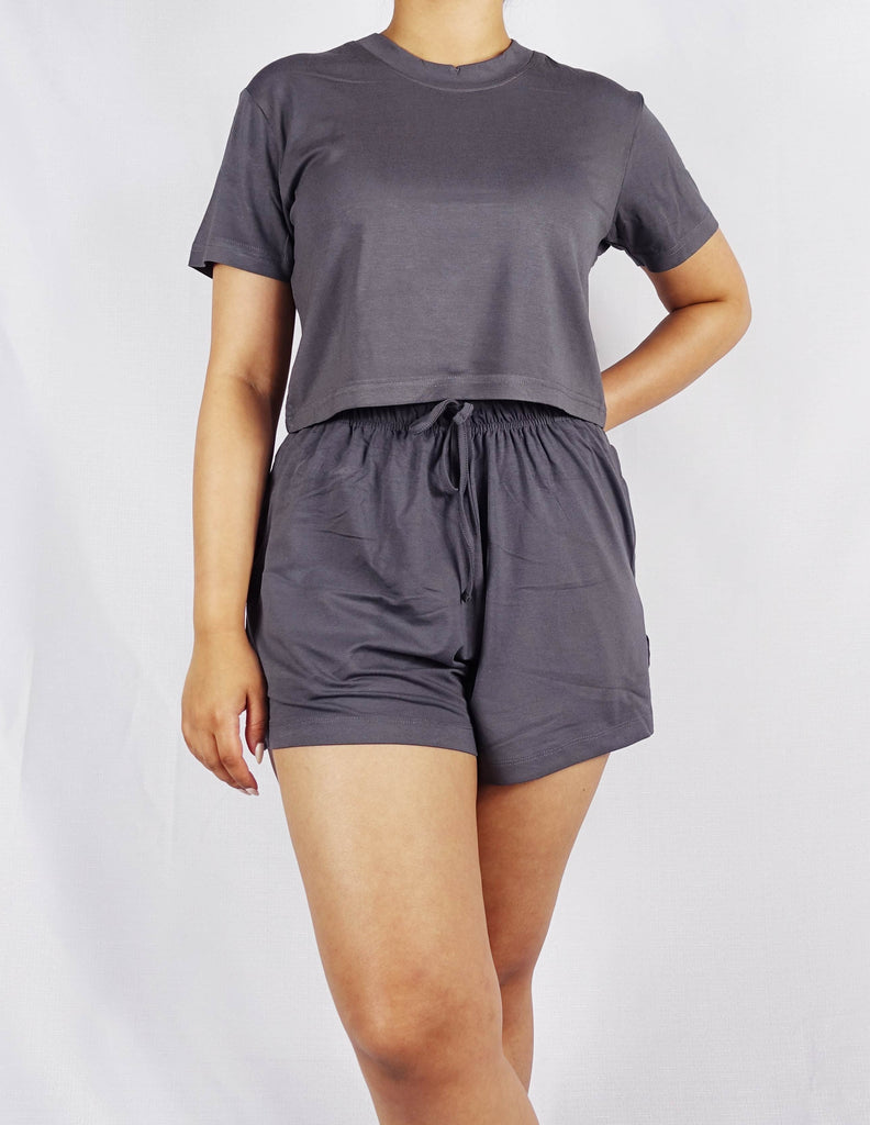 Grey bamboo crop top for casual wear