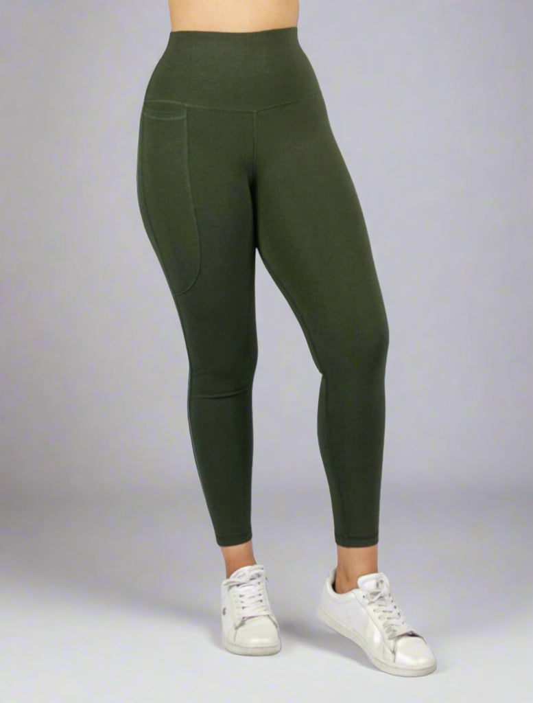 Khaki Phone Pocket Activewear for Yoga and Gym Moisture Control with Anti Odour Technology