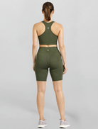 Khaki cross waist bike shorts high waist and flattering V waisited