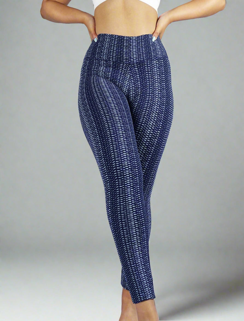 Blue patterned women's full length leggings