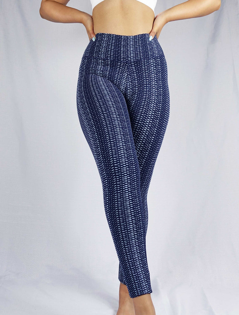 Blue patterned women's full length leggings