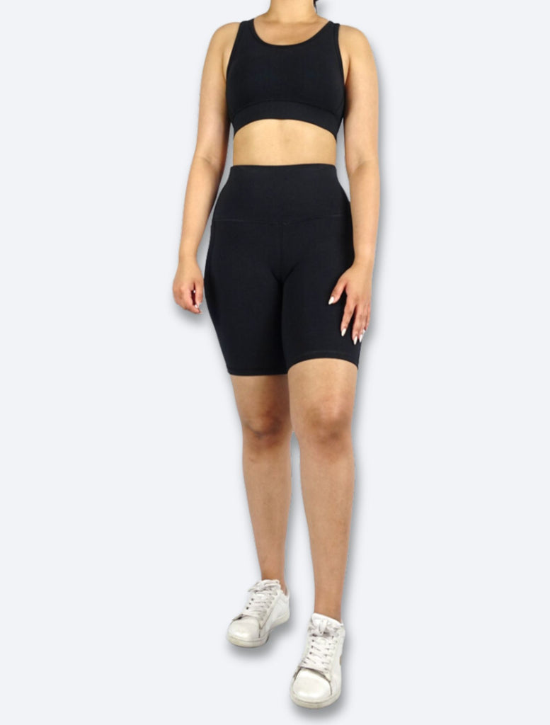 Black bike shorts with 8 inch inseam