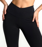 Women's black crosswaist 7/8 tights coord set soft breathable bamboo activewear for gym, Pilates and yoga