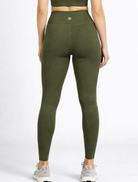 woman wearing bamboo high-waist-compression-leggings-khaki-womens_activebygs