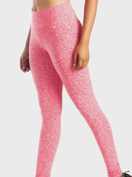 Pink full length bamboo and organic cotton leggings with marbled pattern for women