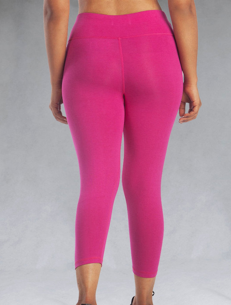 Back view of pink crop leggings