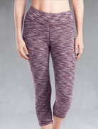 The Plum Heather bamboo compression Crop Legging sits high-waisted, shown here in a front view. Active by GS.