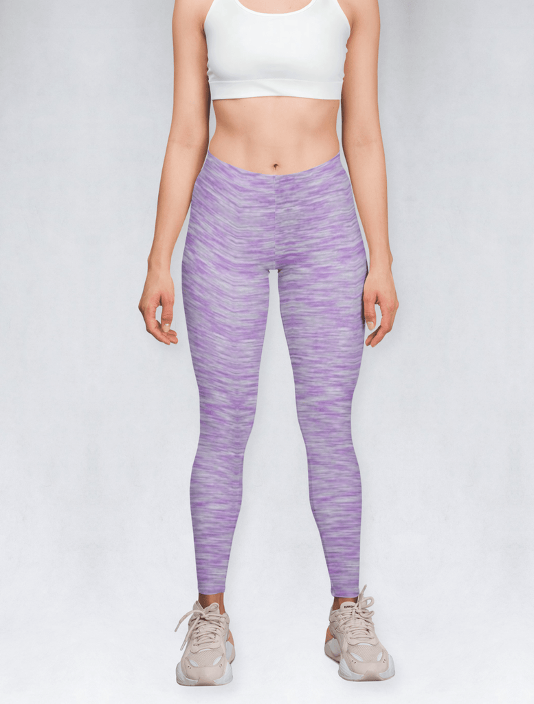 Front view of lavender colour full length leggings, activewear