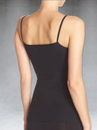 Back image of women's black two-way camisole V and round neck